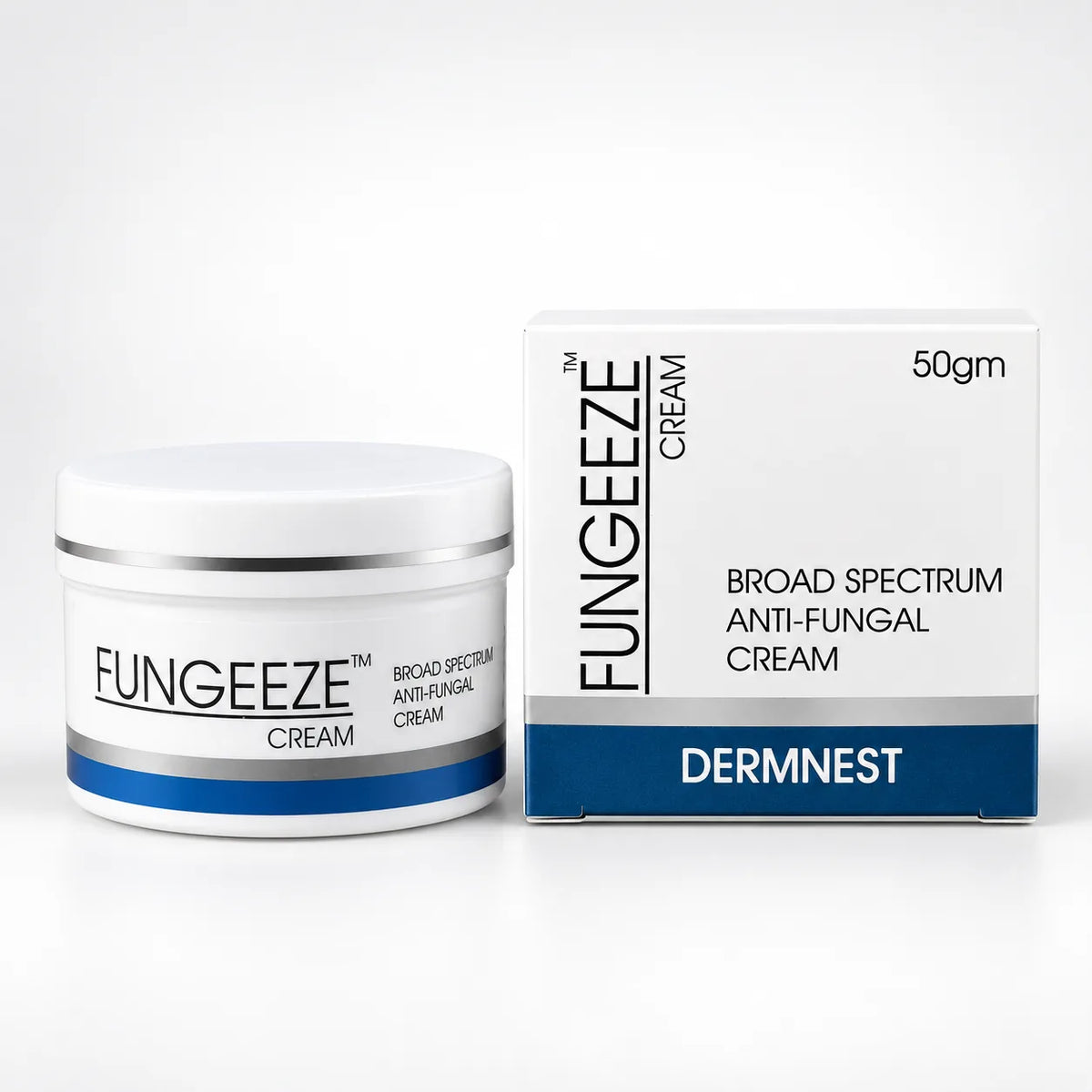 FUNGEEZE Cream 50g jar and box by DERMNEST on white